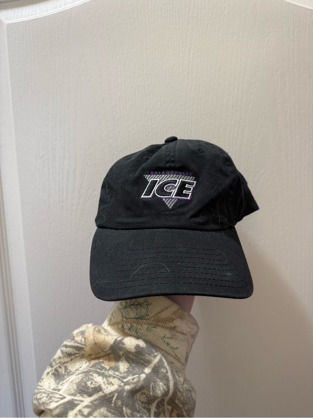Vintage American Needle Black Baseball Cap with White 'ICE' Embroidery